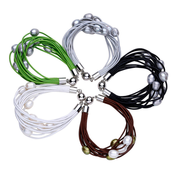 Straps & Pearls Bracelet